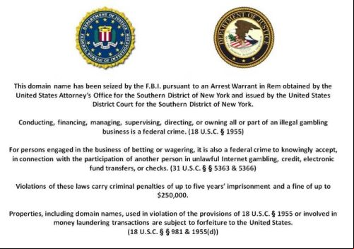 La notifica della confisca da parte dell'FBI